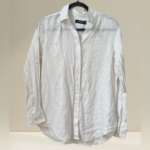 Lauren Ralph Lauren Linen Button Down Shirt Classic Beachy Womens Size Medium